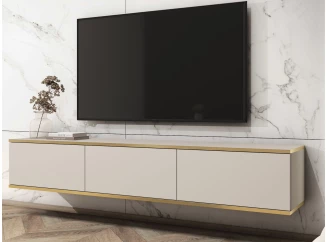 Závěsná TV skříňka Orfeo, 175 cm, béžová/zlatá
