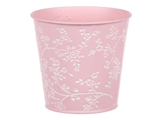 Obal na květináč růžový s bílými růžemi, 15,7 cm