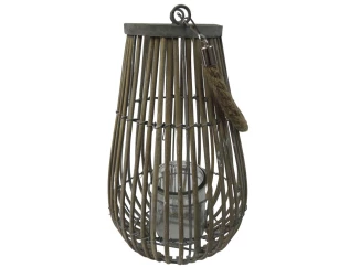 Proutěná lucerna Bella 30 cm, šedá