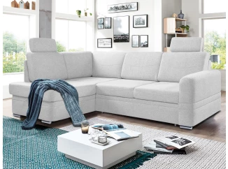 Rohová sedací souprava Robin, světle šedá látka, levý roh