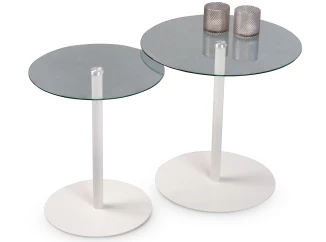 Sada 2 stolků Lia, bílá/sklo