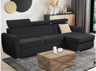 Rohová sedací souprava Mistic, černá látka
