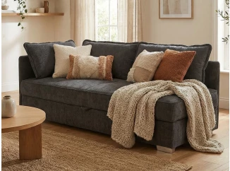 Pohovka s úložným prostorem Donna, kouřově šedá látka