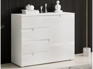 Skříňka se zásuvkami Spice, lesklá bílá