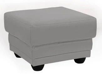 Taburet Nebolo, světle šedá látka v optice kůže