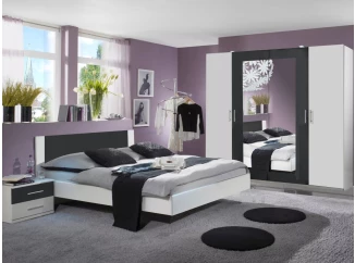 Sestava ložnice Nora 160x200 cm, bílá/grafitová