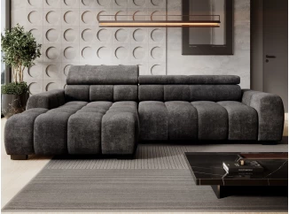 Rohová sedačka Bull,grafitová tkanina,levý roh,elektrické polohování