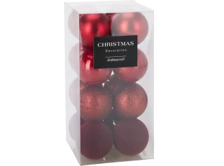 Vánoční ozdoby (16 ks) Koule, červené
