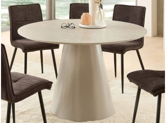 Kulatý jídelní stůl Garret 120 cm, imitace šedý kámen