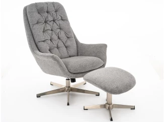 Houpací křeslo s podnožkou Swift, holubí šedá látka