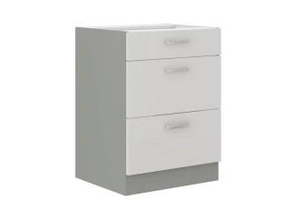 Dolní kuchyňská zásuvková skříňka Bianka 60D3S, 60 cm, bílý lesk