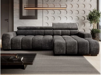 Rohová sedačka Bull,grafitová tkanina,pravý roh,elektrické polohování