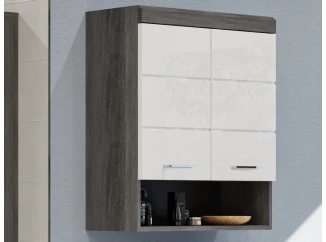 Nástěnná skříňka Scout, šedý dub/bílá lesk