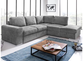 Rohová sedací souprava Eddi, středně šedá látka, pravý roh