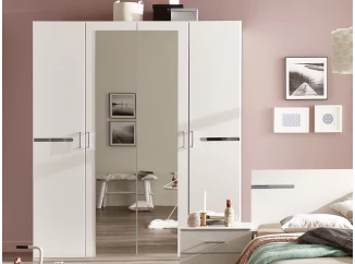 Šatní skříň se zrcadly Anna, 180 cm, bílá