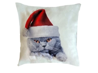 Vánoční dekorační polštářek Santa kočka