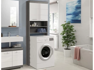 Úložná skříňka nad pračku Scout, šedý dub/bílá lesk