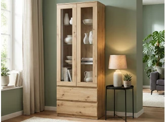 Vysoká vitrína Carlos, dub artisan, šířka 70 cm