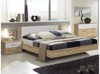 Postel s nočními stolky Nora 160x200 cm, prkenný dub/bílá