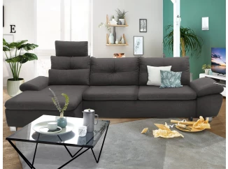 Rohová sedačka Madeira 1B, tmavá šedá látka, levý roh