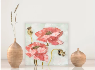 Ručně malovaný obraz Vlčí máky 30x30 cm