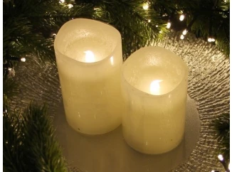 LED svíčka 12 cm, krémová, s voskem