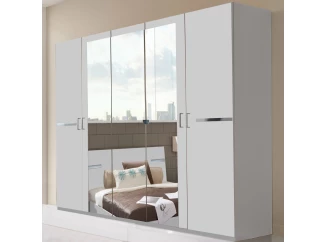 Šatní skříň se zrcadly Anna, 225 cm, bílá