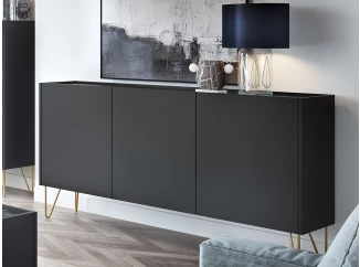 Široká skříňka Harmony, černá/černý mramor