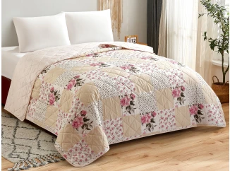 Přehoz postele Fiori 220x240 cm, květinový růžový