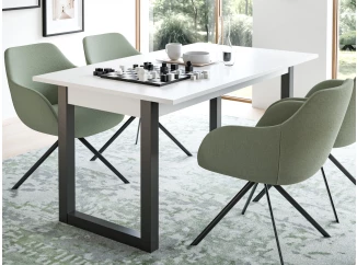 Rozkládací jídelní stůl Seattle 150x90 cm, bílý/antracit