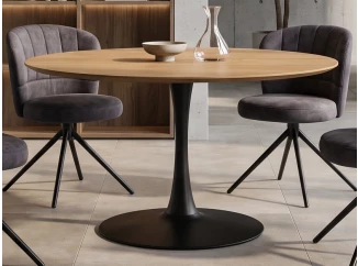 Kulatý jídelní stůl Ronduel, 110 cm, černý/dub