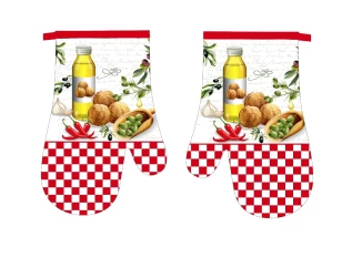 Kuchyňské rukavice Olaf červené, 16x27 cm