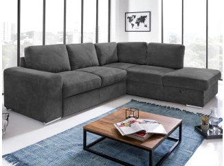 Rohová sedací souprava Eddi, antracitová látka, pravý roh