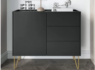 Komoda se šuplíky Harmony, černá/černý mramor