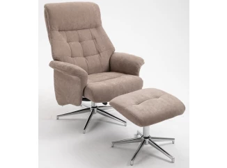 Relaxační TV křeslo s podnožkou Leonardo, cappuccino látka