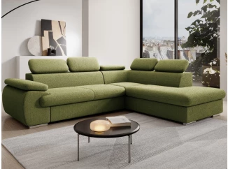 Rohová sedačka Viera, salátově zelená látka, pravý roh