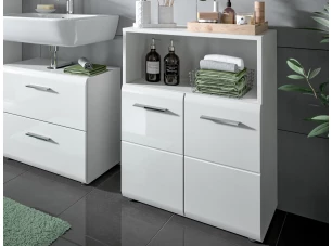 Skříňka s přihrádkou Ice, 60 cm, bílá lesk