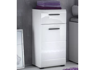 Koupelnová stojací skříňka Skin, lesklá bílá