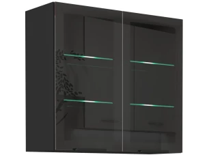 Horní prosklená kuchyňská skříňka Arona, 80 cm, černá