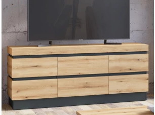 TV skříňka Corte, dub coast/tmavě šedá