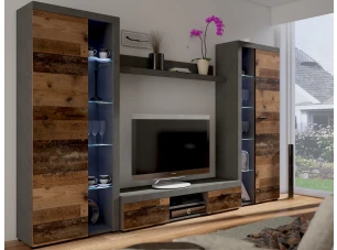 Obývací stěna Flamenco XL, vintage optika kovu/dřeva