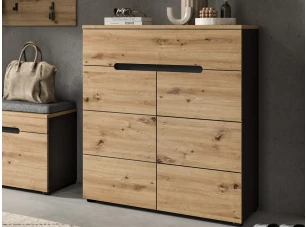 Skříňka s policemi/botník Cano, 80 cm, šedá/dub artisan