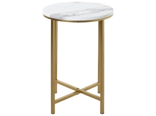 Kulatý odkládací stolek Albufeira 39 cm, zlatý/mramorový