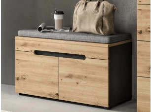 Předsíňová lavice Cano, 80 cm,  šedá/dub artisan