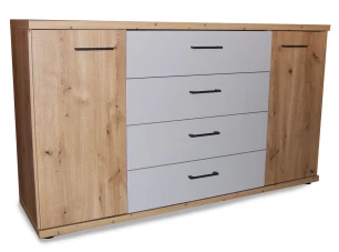 Široká komoda Kanada, 149 cm, dub bianco/šedá