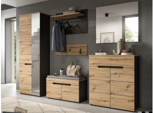 Předsíňová sestava Cano (6-dílná), šedá/dub artisan
