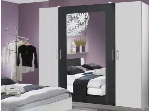 Šatní skříň s otočnými dveřmi Nora, 225 cm, bílá/grafitová