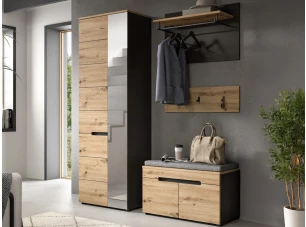 Předsíňová sestava Cano (4-dílná), šedá/dub artisan