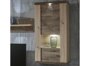 Závěsná vitrína Grande, dub artisan/dub ribbeck, s osvětlením, levá