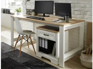 Psací stůl Jasmin, bělená pinie/dub